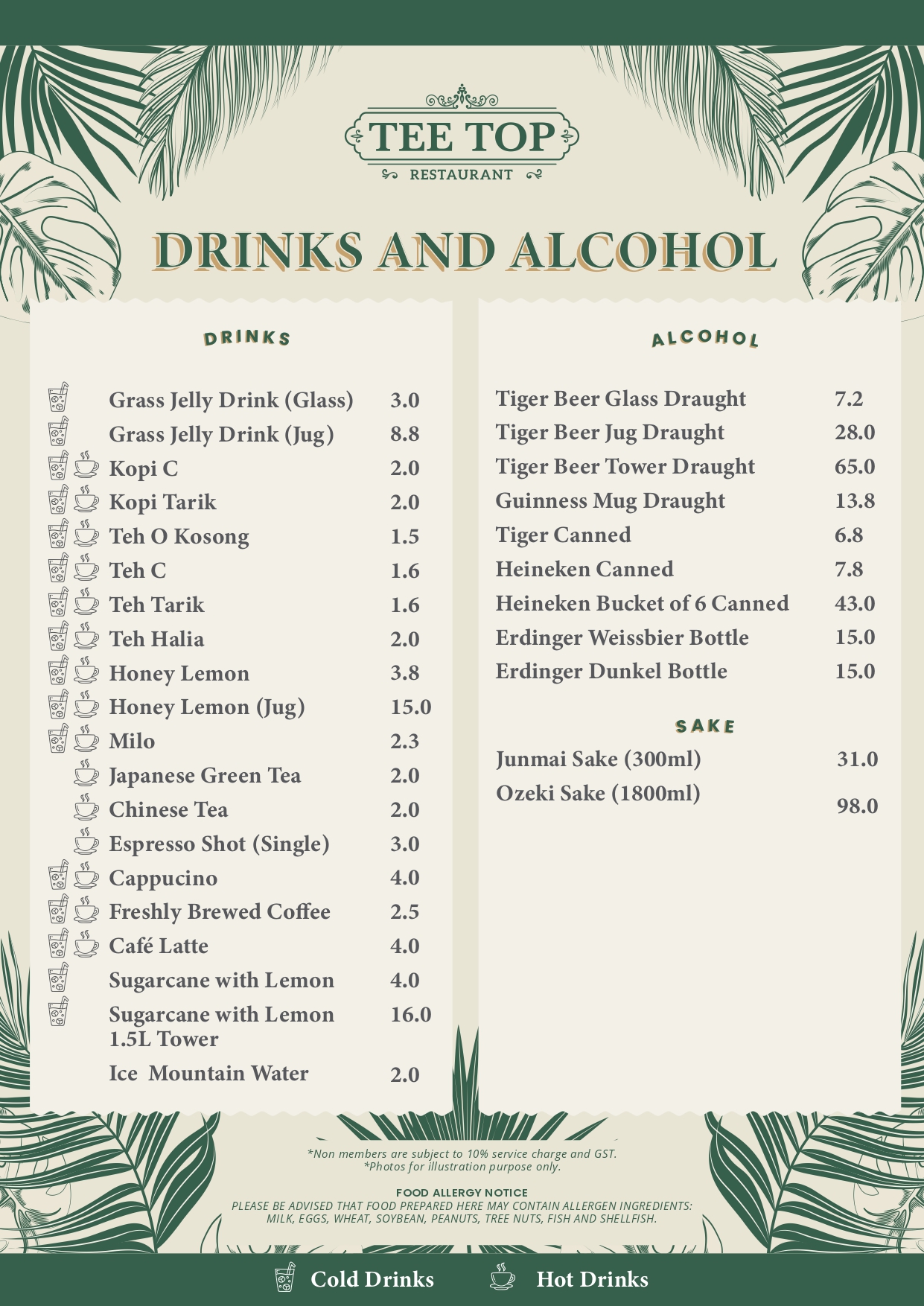 Menu Keppel Club Singapore