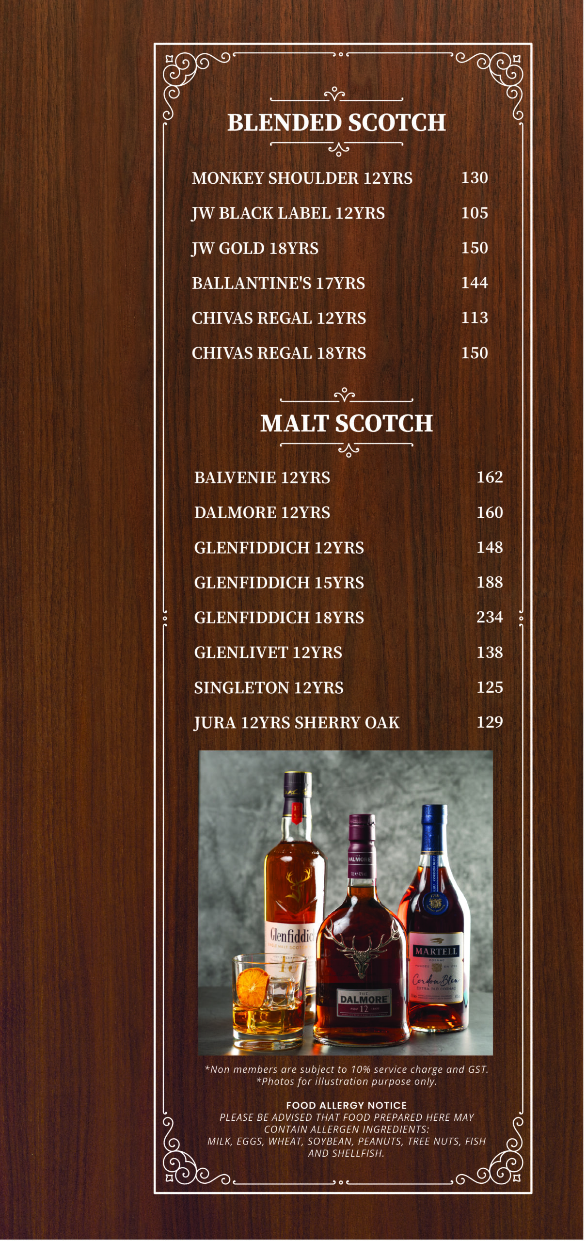 Menu Keppel Club Singapore