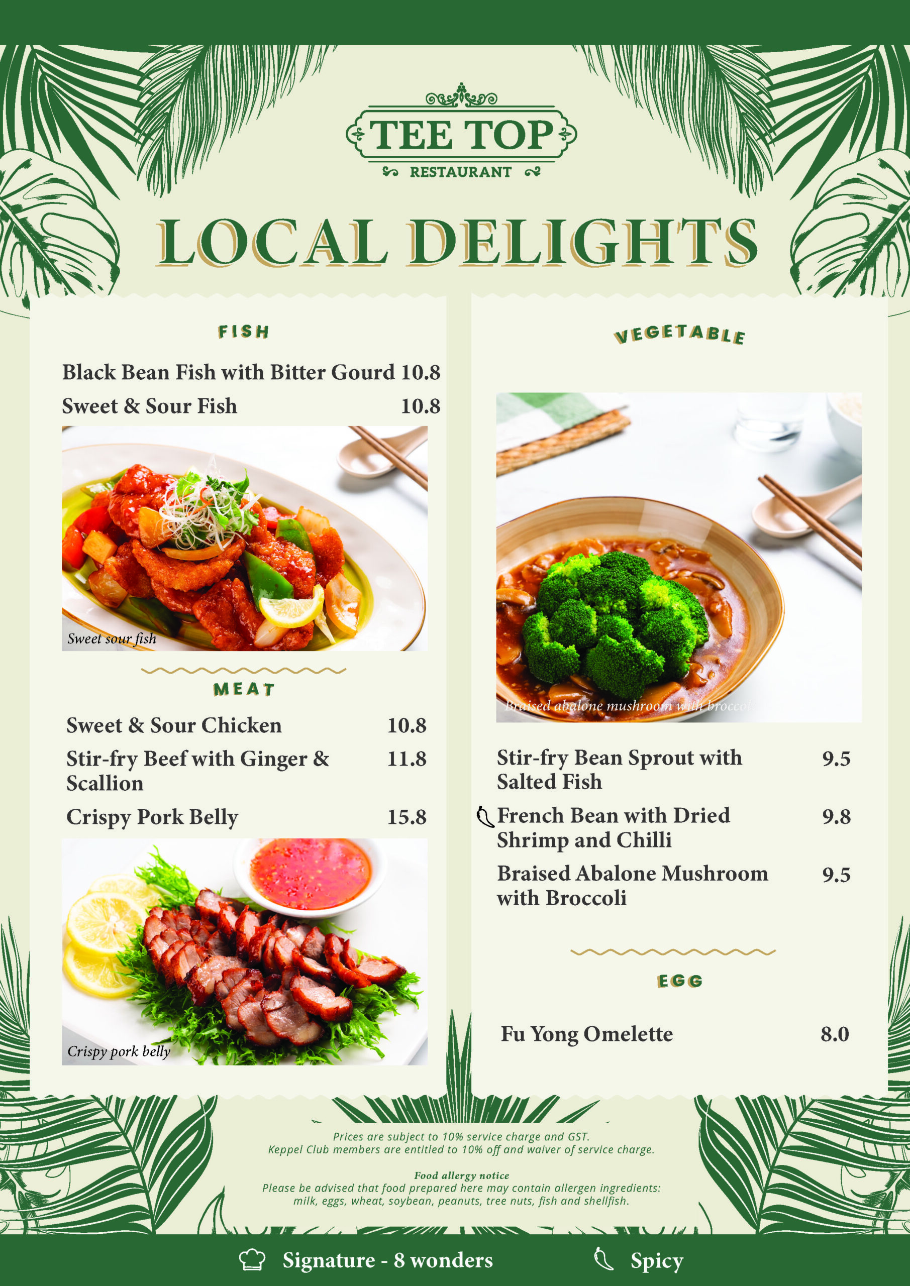 Menu Keppel Club Singapore