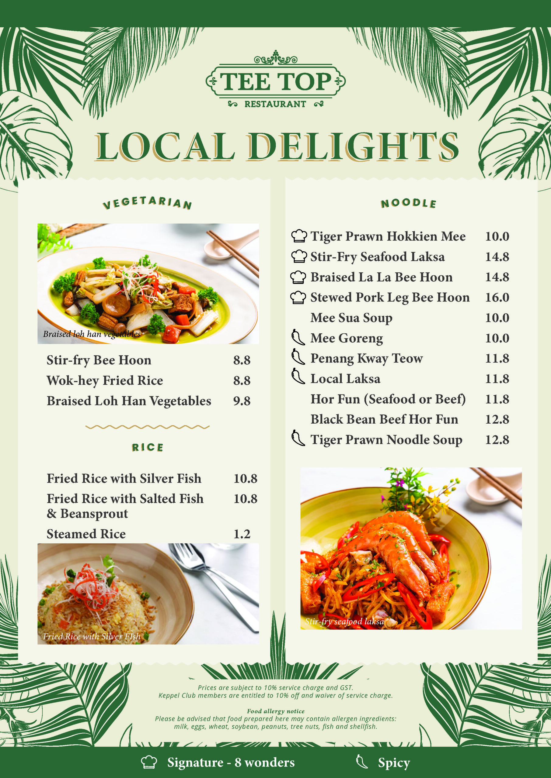 Menu Keppel Club Singapore