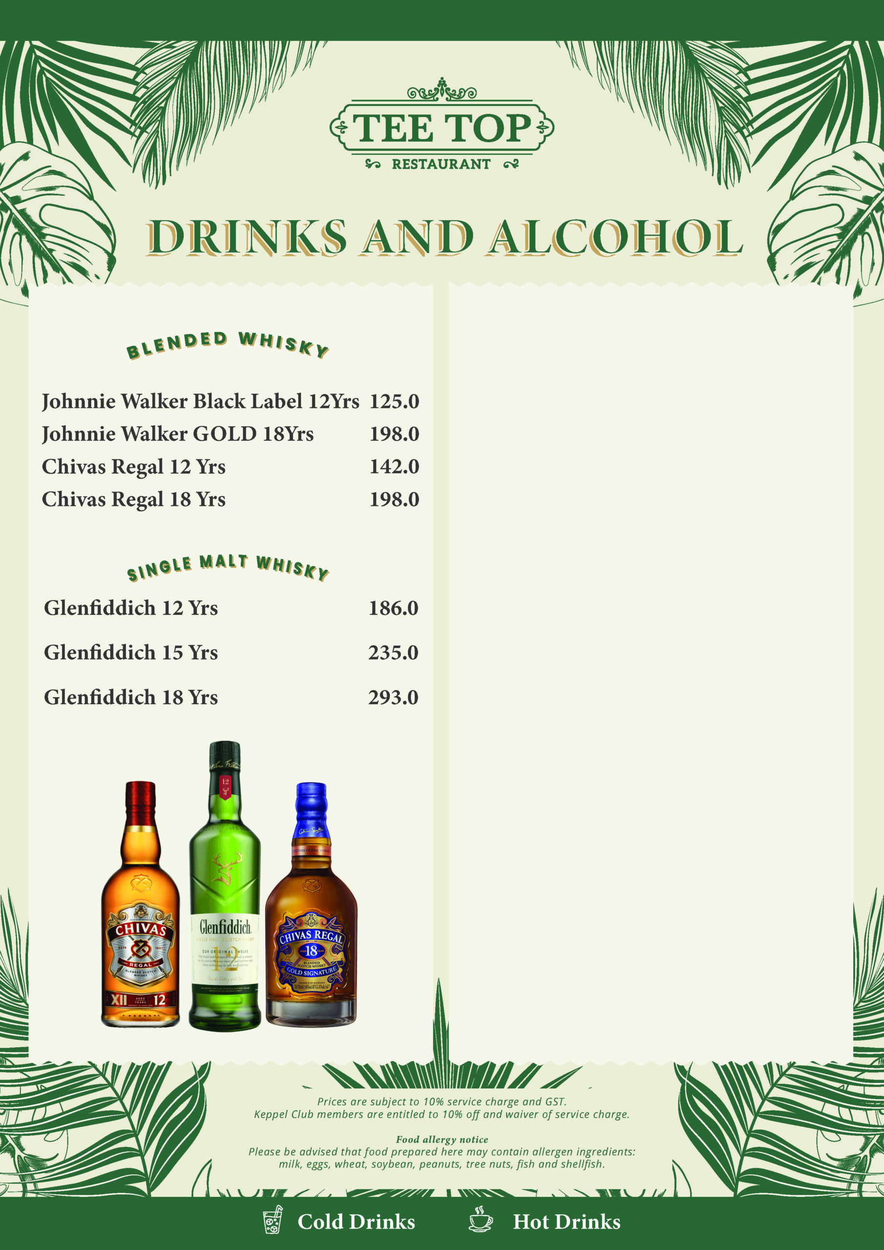 Menu Keppel Club Singapore